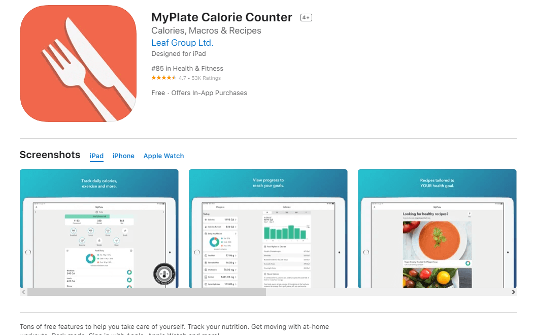 برنامج MyPlate Calorie Counter