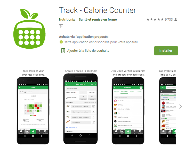 برنامج Track – Calorie Counter