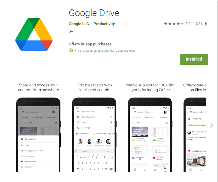 تطبيق Google Drive هو برنامج تحويل الفيديو الى رابط